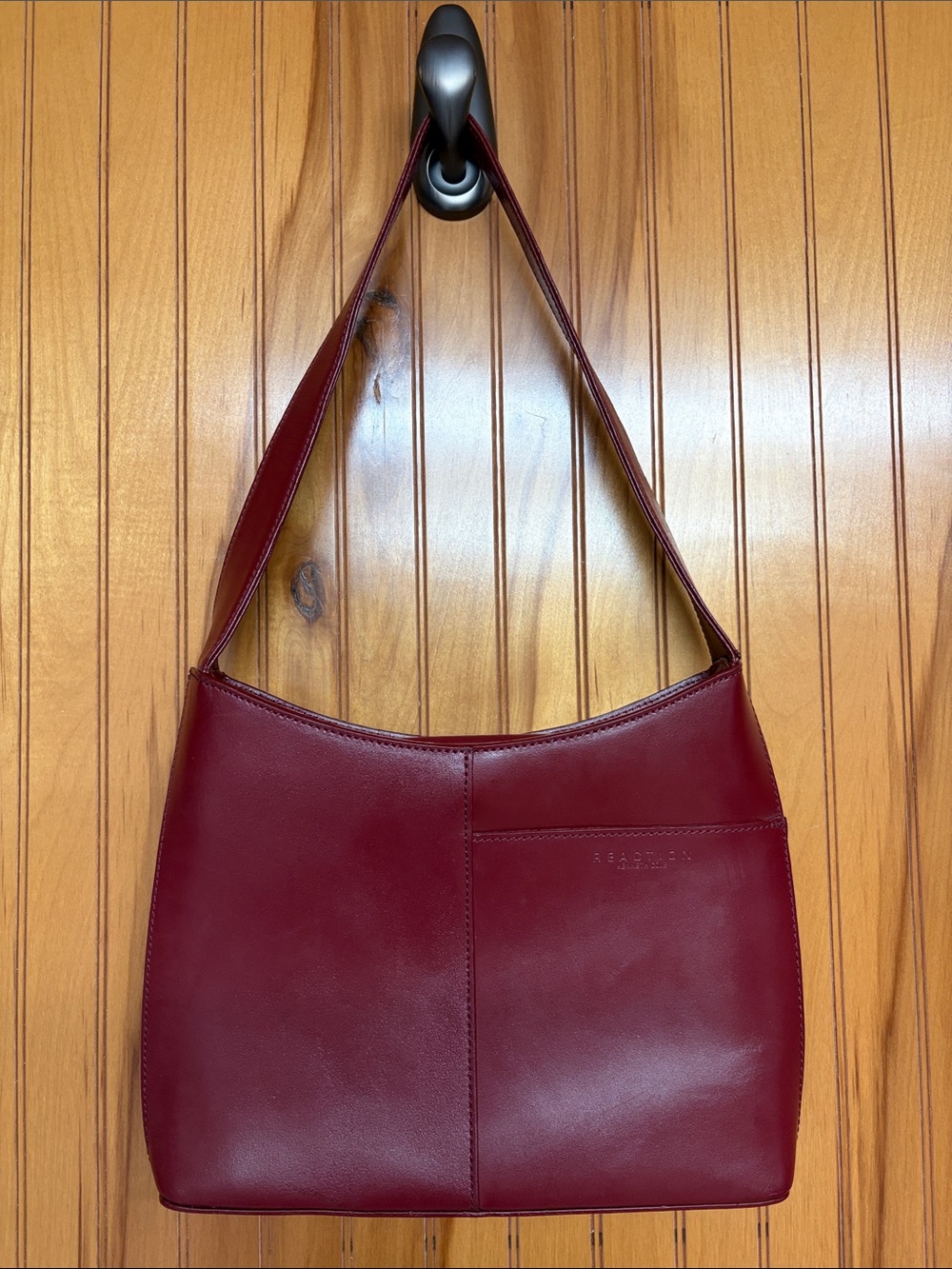 Vintage Kenneth Cole Reaction Red Leather Shoulder Bag Hobo 90s Y2K Minimalist